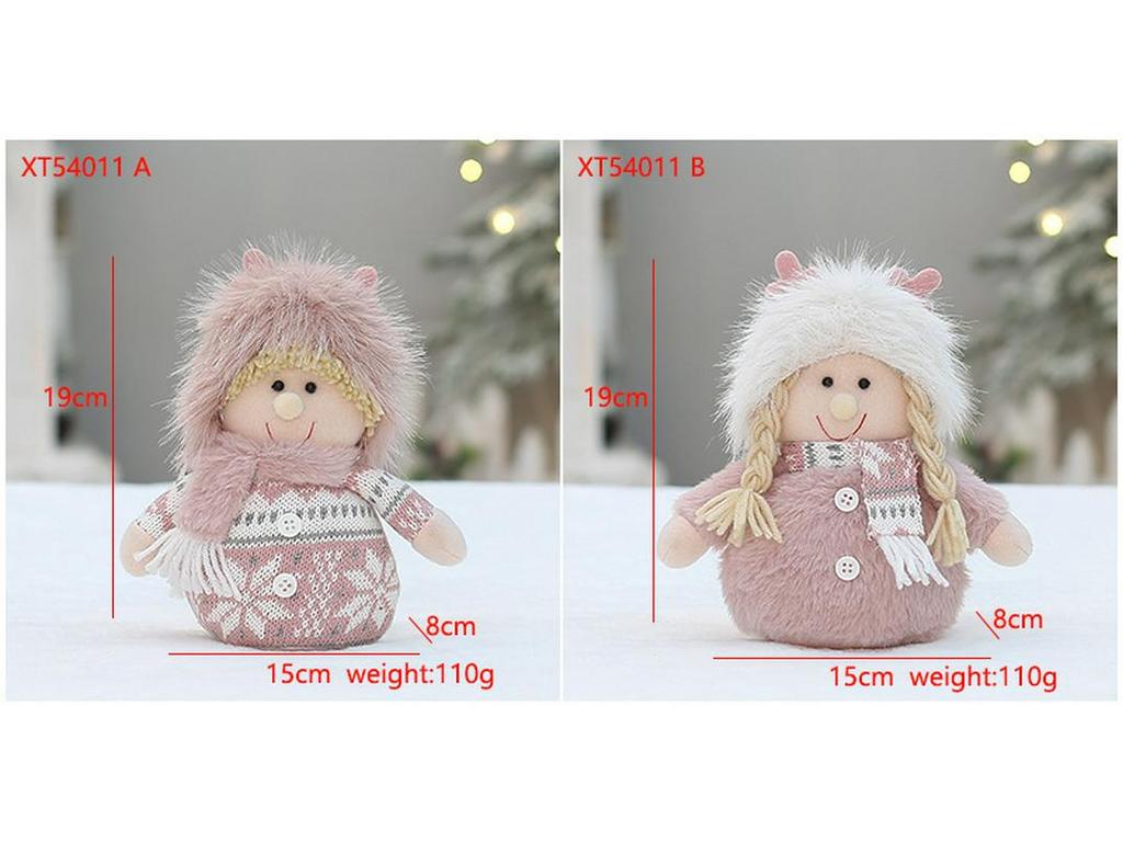 Pink Long Plush Boy and Girl Dolls for Christmas Decor