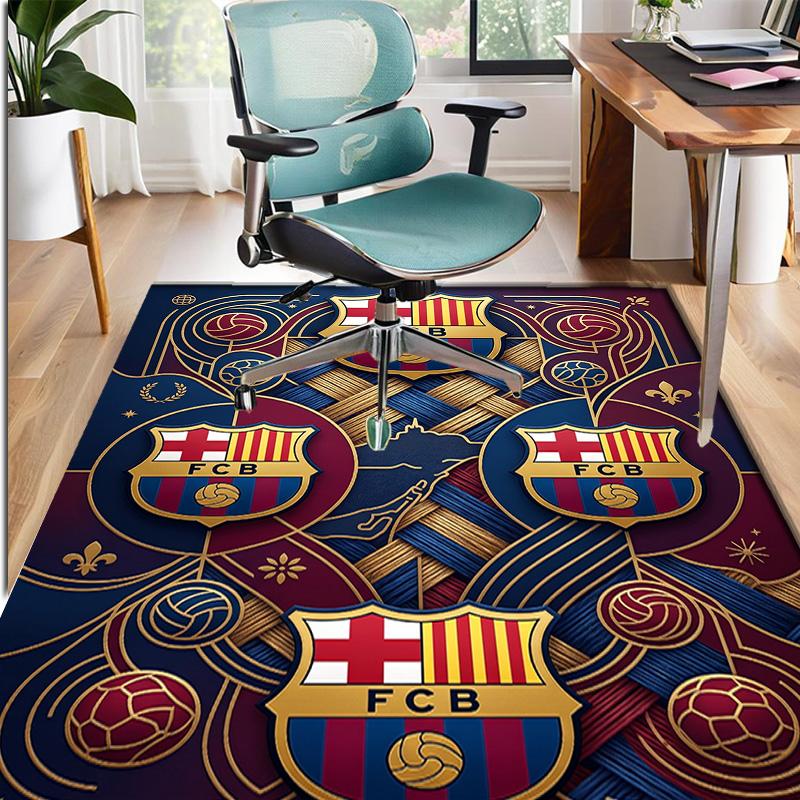 Barcelona FC Soccer Pattern Rug, Indoor/Outdoor Mat, for Picnic, Gameroom, Bedroom, Office, Living Room, Home Decor Carpet, Birthday Gift