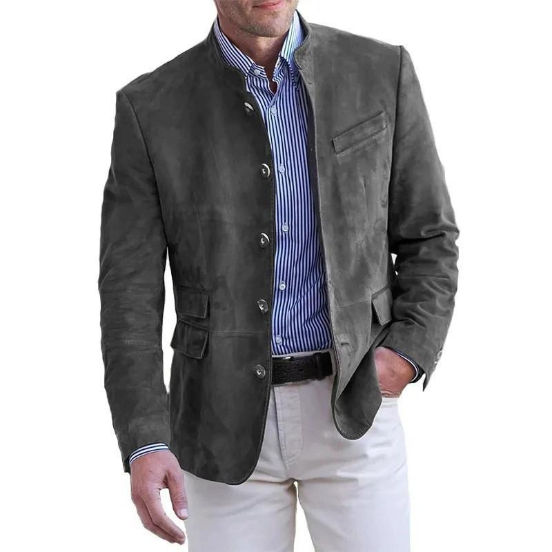 Europees-Amerikaanse Retro Suède Werkkleding Jas: Heren Vintage Casual Pak