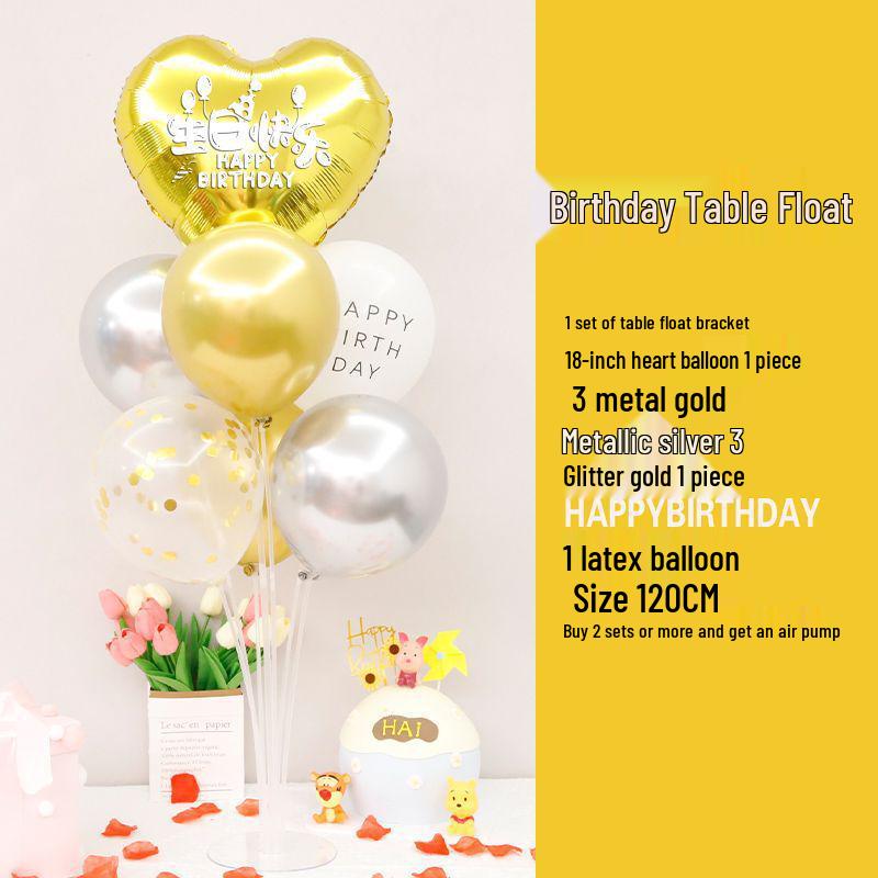 Heart-Shaped Glow-in-the-Dark Birthday Balloon Table Stand for Banquets