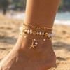 Summer Multilayer Stacked Rice Bead Ankle Chains For Women Boho Starfish Shell Conch Foot Chain Daily Beach Party Foot Jewelry
