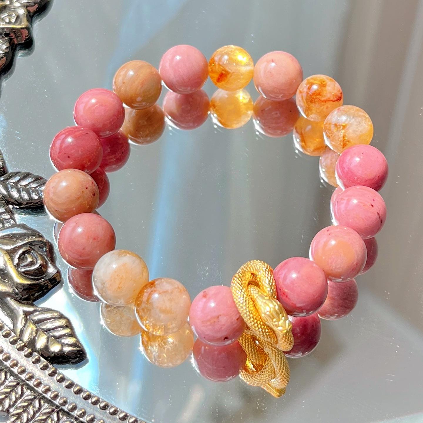 10Mm Mahogany Pattern Honey Milk Cover Citrine Design Bracelet Bracelet
