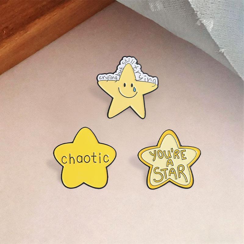 You're A Star Enamel Pins Chaotic Brooches Crying But Still Trying Lapel Badge Award Jewelry Gift for Fans Readers