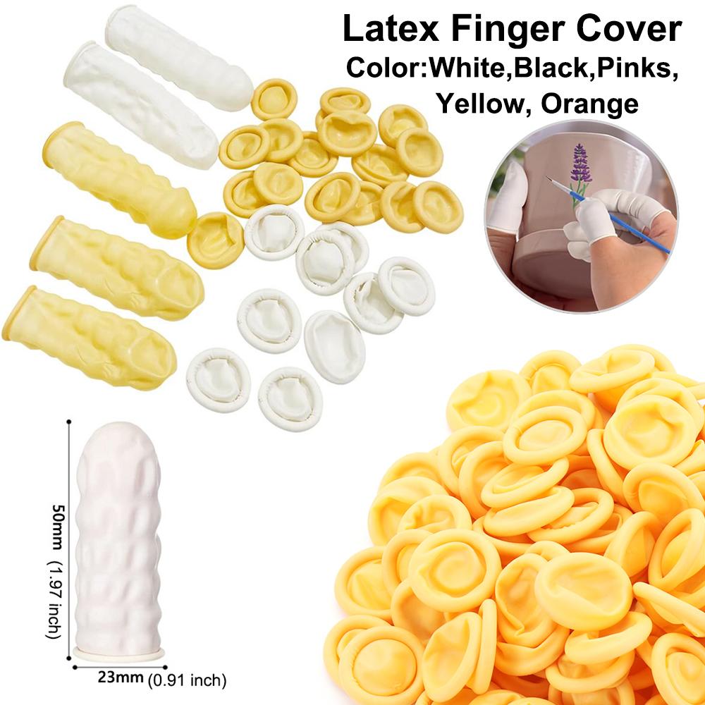 100pcs Disposable Latex Finger Cot Rubber Gloves Nonslip Anti-static Fingertip Protector Finger Thumb Sleeve Glove