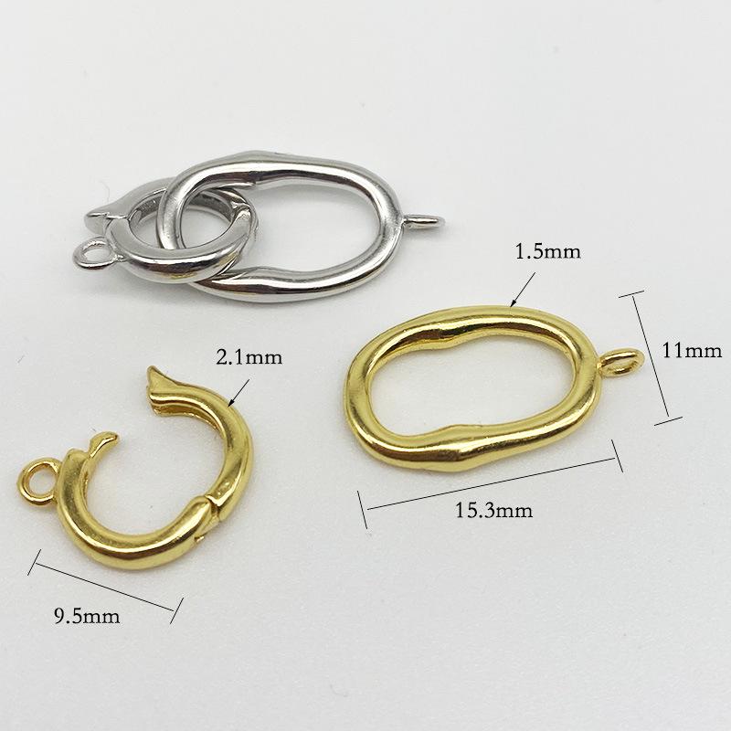 Yansheng S925 Sterling Silver Universal Clasp DIY Pearl Chain Necklace/Bracelet Connector Oval Buckle Accessory