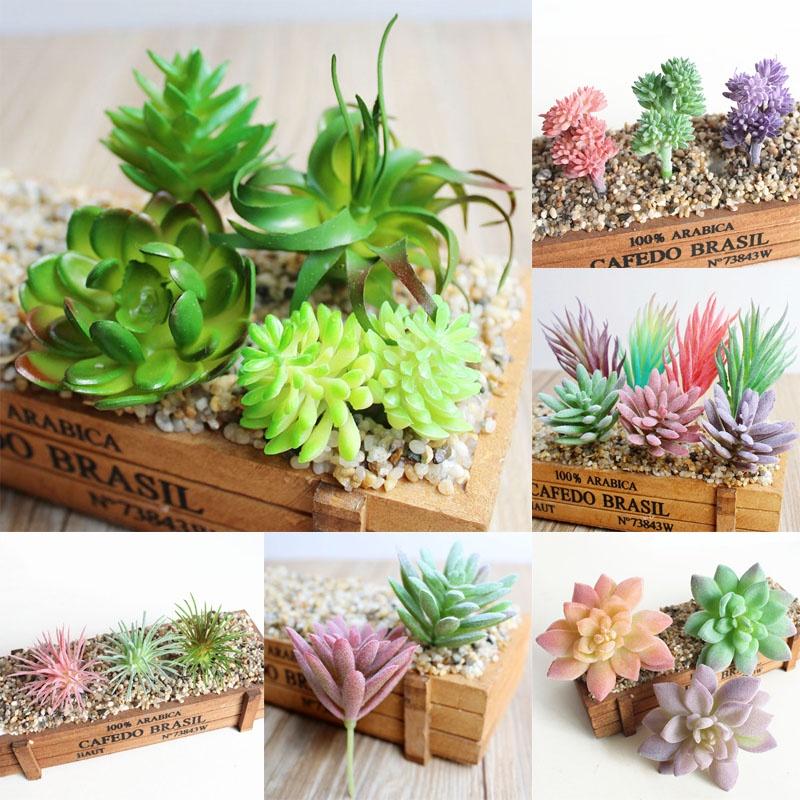 Artificial Succulents Mini Plant Fake Diy Home Office Desk Garden Decor Floral