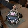 Hello Kitty Fashion Leopard Print Mini Backpack With Zipper Closure For Daily Use