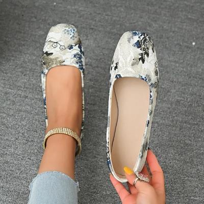 Chaussures pour femmes Été 2025 Haute Qualité Mode Chaussures Plates à Bout Carré Imprimées pour Femmes Semelle Souple Chaussures Décontractées Chaussures Classiques Confortables
