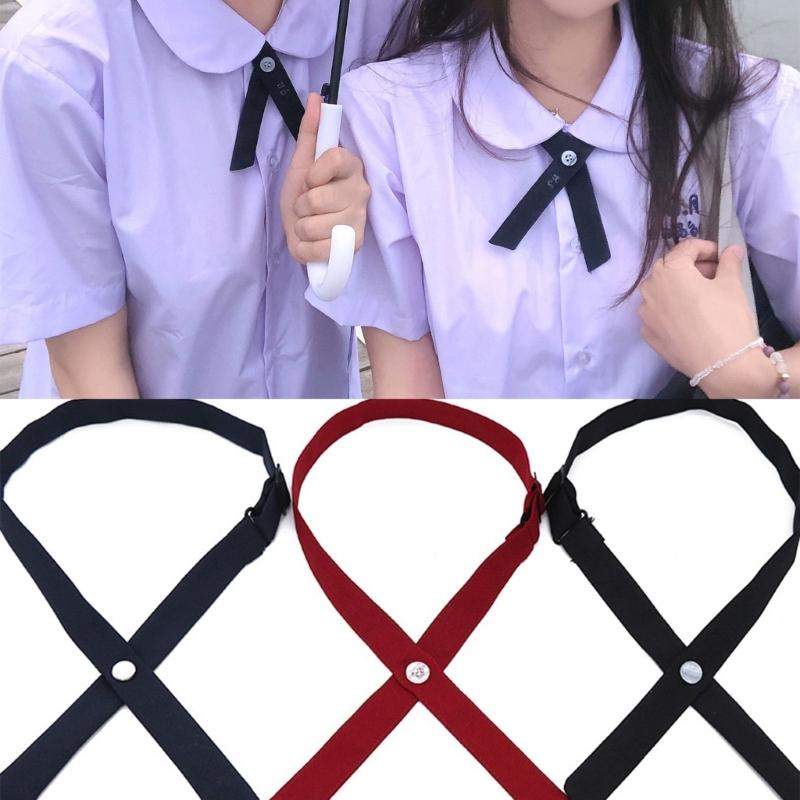Adjustable Criss-Cross Bowtie Preepy Look School Uniform All-match Solid Color