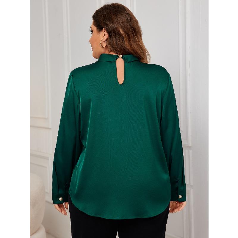 Women's Fashion Casual Spring Autumn Solid Color Print Long Sleeve Blouses & Shirts