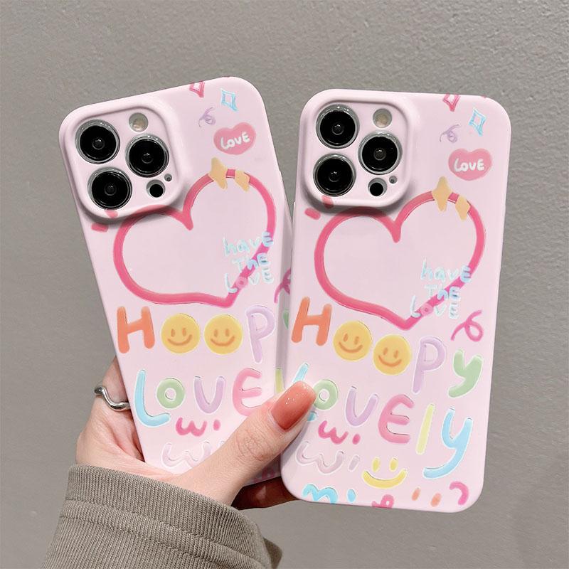 Love Heart Phone Case for iPhone 17 16e 16 15 14 13 12 11 Air Pro Max XS XR XSMax 6 7 8 Plus Glossy Film Hard PC Cover