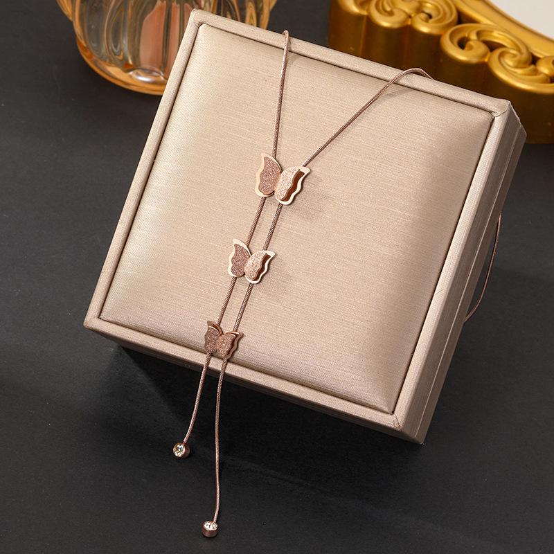 Elegant 18K Plated Titanium Steel Cross Necklace for Women - Light Luxury Clavicle Chain That Resists Fading