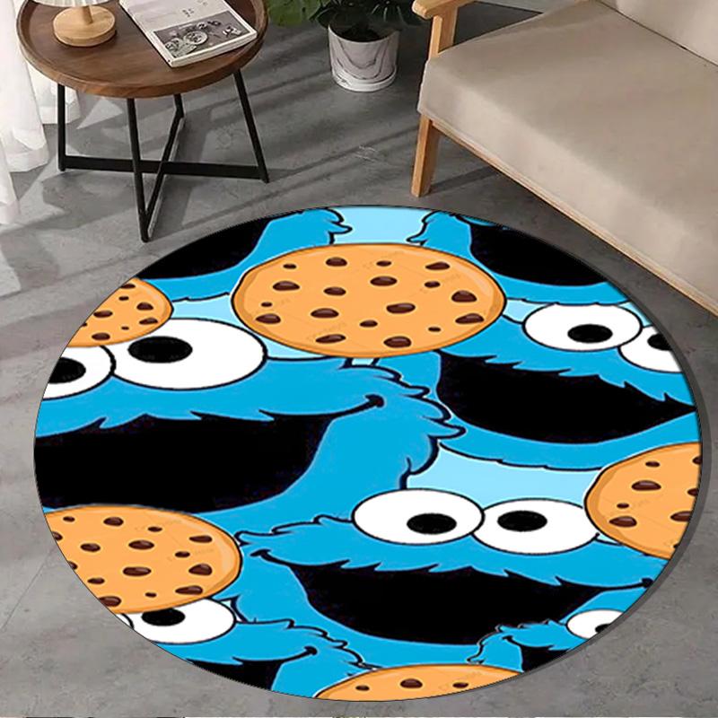 1PC Colorful Sesame Muppets Together Round Rug, Non-slip Chair Mat, Home Decor, Circle Carpet Perfect for Office, Bedroom, Living Room,Christmas Gift