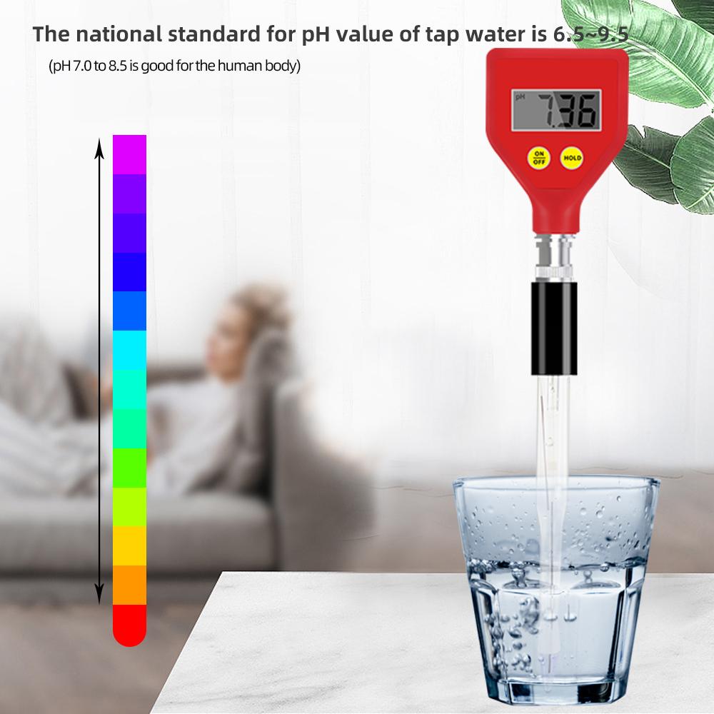 Handheld PH Meter PH-98108 pH Tester Glass Electrode Water Quality Detector for Aquarium Water Food Cheese Milk Soil