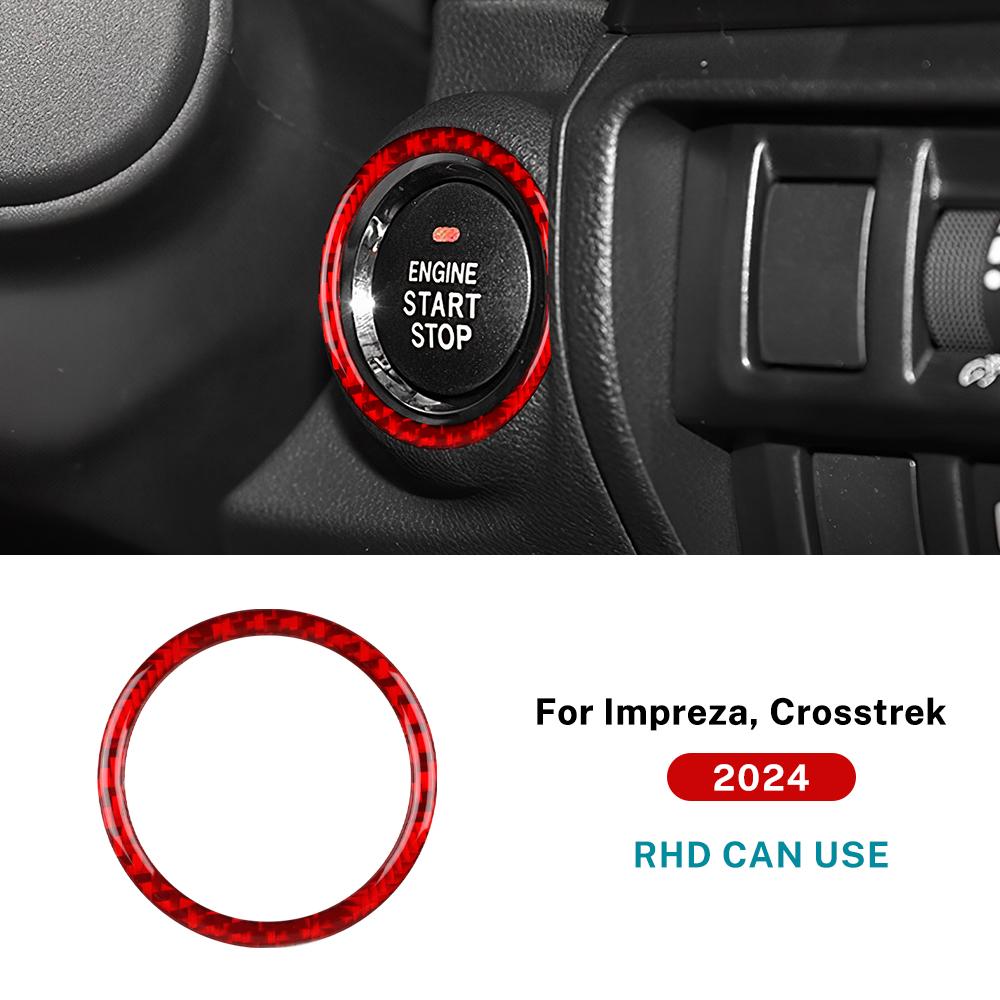 Carbon Fiber Push Start Button Cover Trim for Subaru Levorg 2024-2026 Glossy Interior Decoration