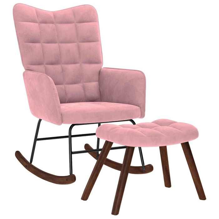 VidaXL Chaise à bascule avec repose-pied rose velours, fauteuil à bascule, chaise longue, siège de salon, chaise, chaise de 4016847