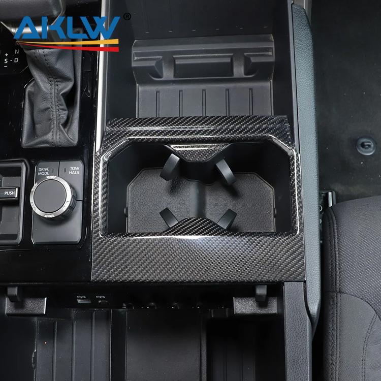 For 2022-2023 Toyota Tundra Real Carbon Fiber Car Interior Accessory Center Console Cup Holder Panel Decorative Cover