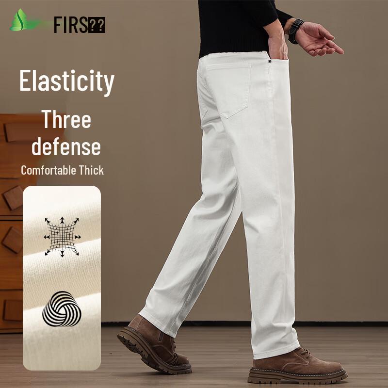 

FIRS Men s Thick Cotton Blend Elastic Straight-Leg Casual Pants 38