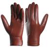 Harssidanzar Luxury Italian Sheepskin Leather Gloves with Cashmere Stitching for Dark Size L Men's Warmth, Brown,