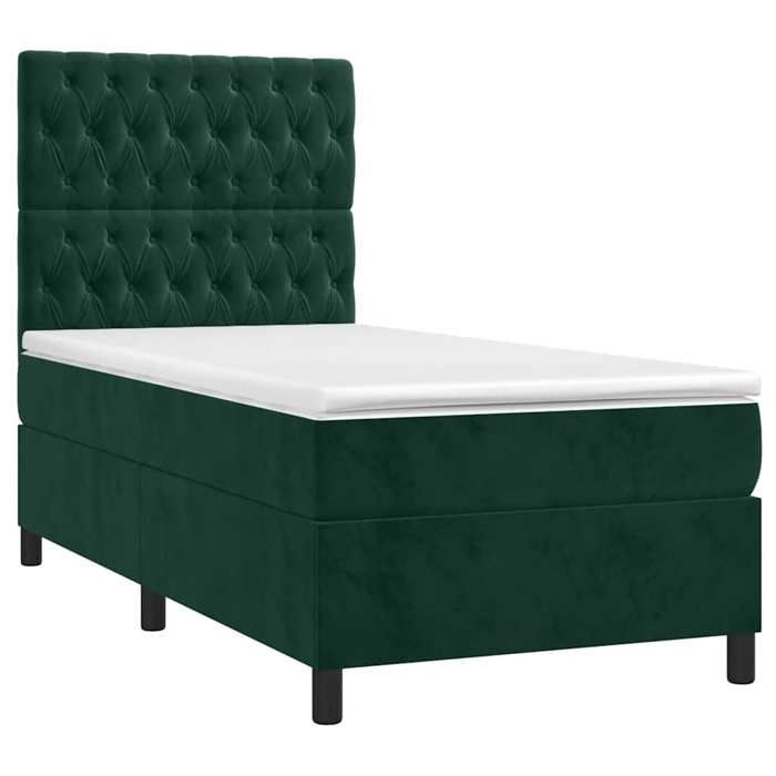 Maison Exclusive - Sommier à lattes de lit et matelas et LED Vert foncé 80x200 cm