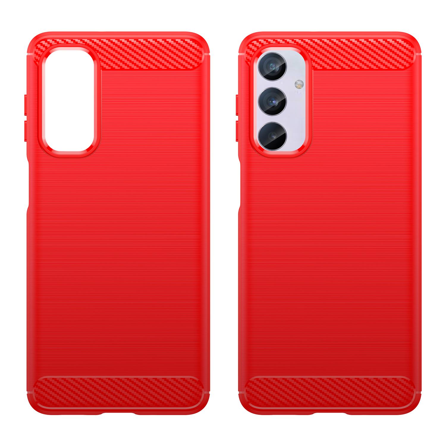 

Brushed Shell for Samsung Galaxy M54 5G/F54 5G Carbon Fiber Texture Phone Case Phone TPU Cover Red