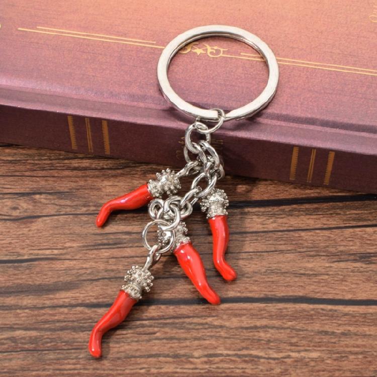 Živý klíčenka s rohem chilli Zábavná dekorace na tašku Odolný klíčenka ze slitinového materiálu