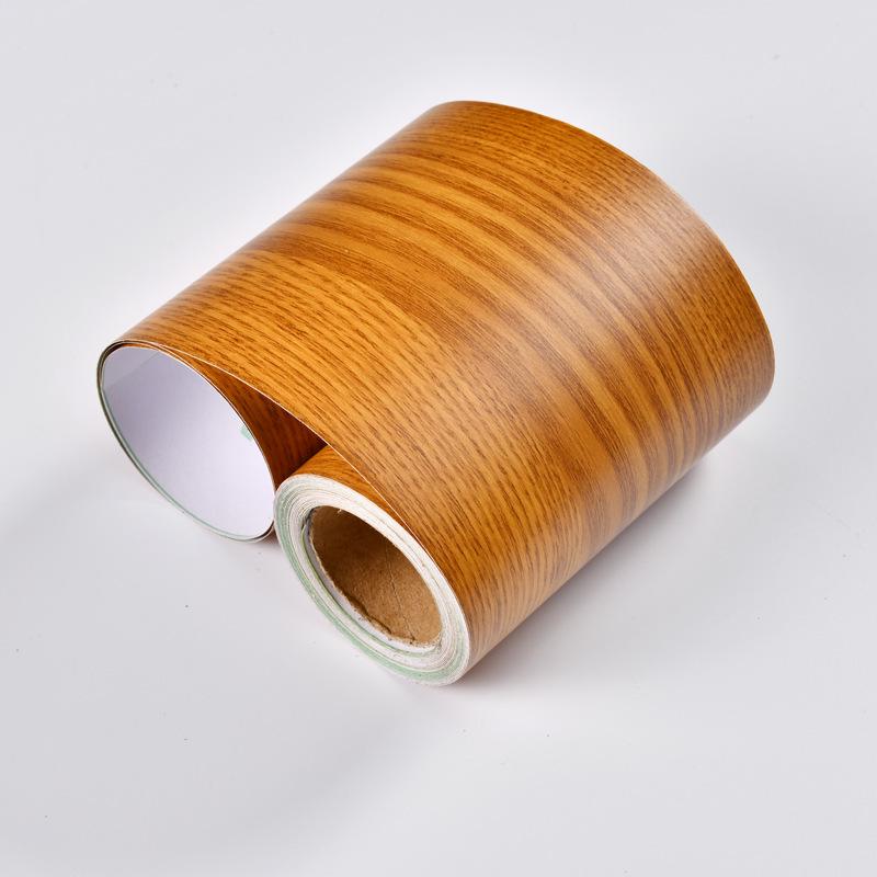 Self-Adhesive Wood Grain Baseboard & Door Frame Sticker - Waterproof Furniture & Window Sill Renovation Skirting.