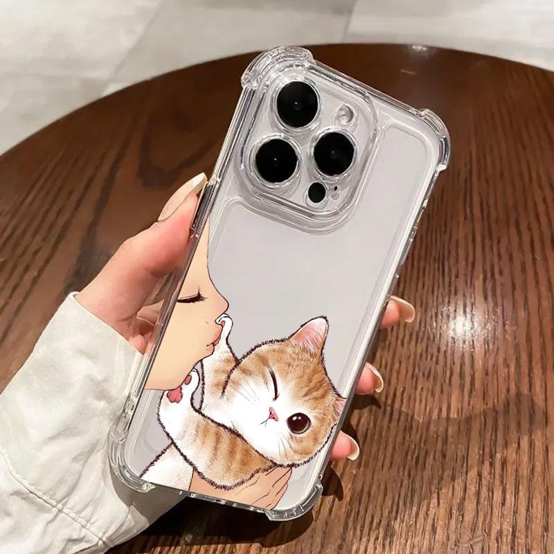 

Cat Kissing Disgusting Refuse Phone Case For Samsung Galaxy A57 A56 A36 A37 A55 A54 A52 A35 A34 A17 A16 A15 A07 A06 Clear Cover Galaxy A06(4G)