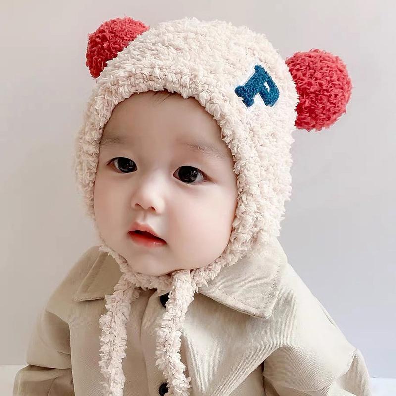 Moda infantil boné outono inverno letra P gorros protetores de orelha bonés de cabeça para meninos meninas bebê bombardeiro chapéus unissex 1 2 3 4 anos