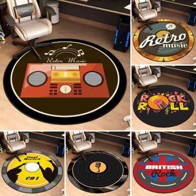 Band Rock Rugs for Bedroom Decor Record Pattern Children's Room Carpets Home Music Art Atmosphere Rug Round Non-slip Floor Mat