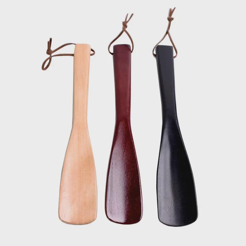 Exquisite Lotus Wood Shoehorn: 2 Colors, 3 Sizes, Durable Wooden Handle.