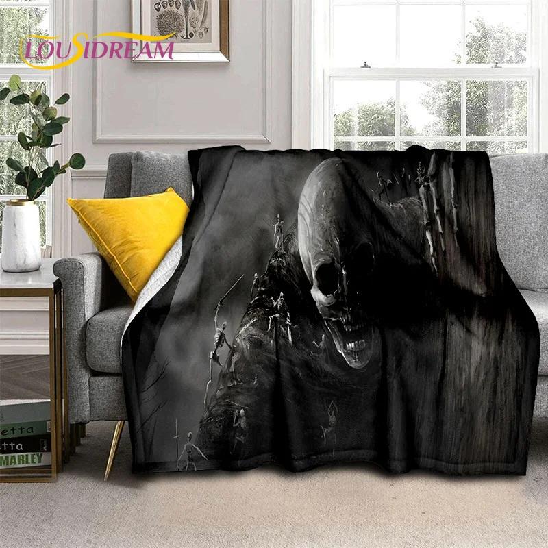 Horror Gothic Skull Ghost Cartoon  Blanket,Soft Throw Blanket for Home Bedroom Bed Sofa Picnic Travel Office Cover Blanket Kids