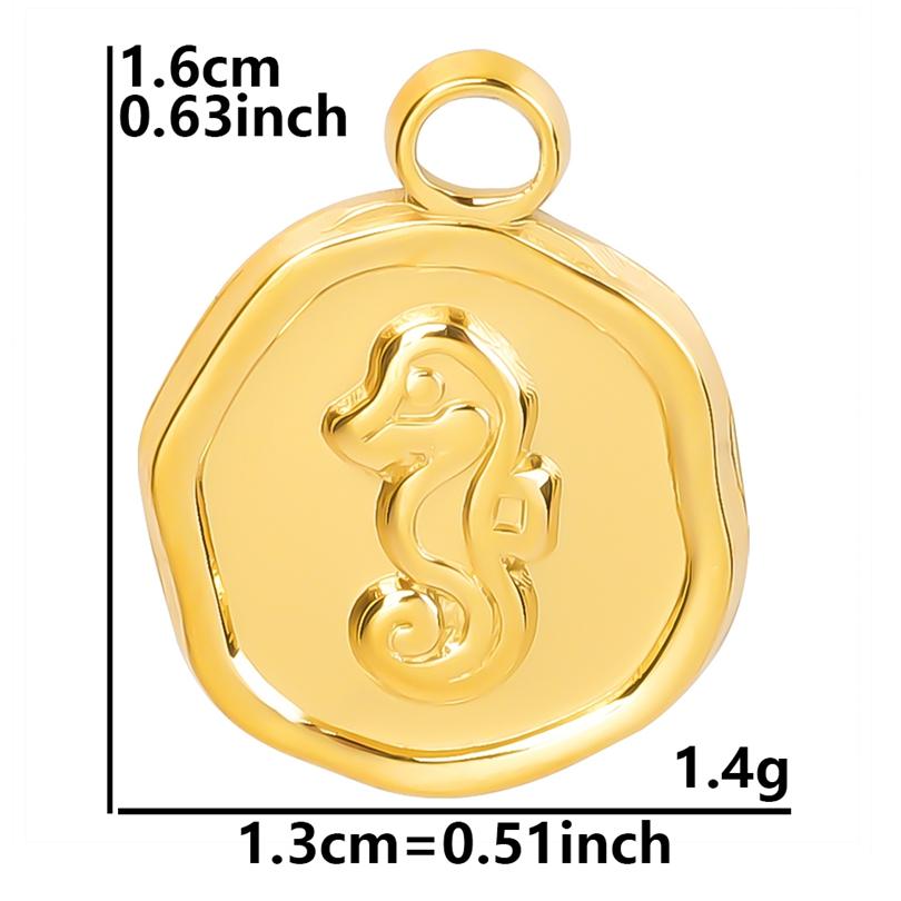 5pcs Pvd Round Charm Tool Wrench Sword Animal Stainless Steel Pendants For Jewelry Making Bracelets Keychain DIY Bag Charms Bulk