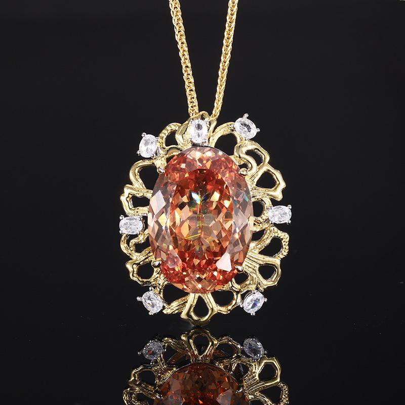 Jewelry Copper Bottom Gold-Plated Simulation Bird'S Nest Cut 18 * 25 Egg-Shaped Pendant Necklace
