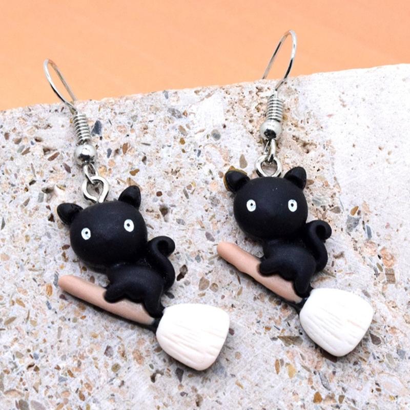 Fashion Halloween Dangle Earrings Pumpkin Cat Hat Earrings Statement Jewelry