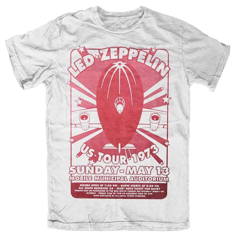 Led Zeppelin T Shirt Mobile Municipal Band Logo Official Mens White XL 3XL