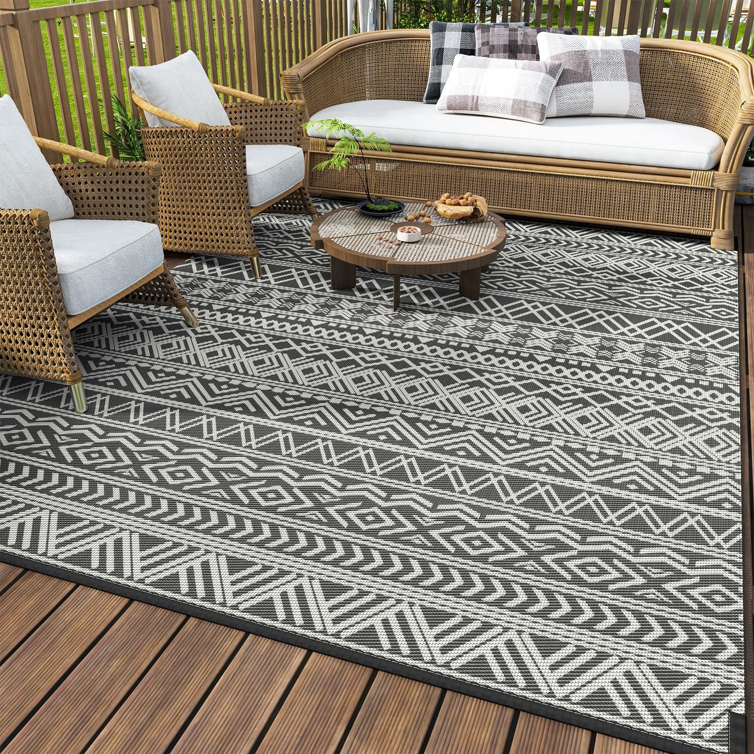 

Outdoor Rug Carpet Waterproof 5x8 Outdoor Patio Rug Mat Reverisble Plastic Straw Outdoor Rug серый