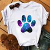 Fashion Women T-Shirt Cartoon Tee Shirts Watercolor Heart Dog Paw T Shirt Harajuku Tops Tee Short Sleeve Cute Female Tshirts Tee