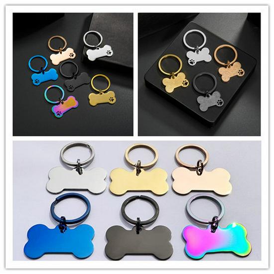 

Полый жетон в виде косточки со следом лапы из нержавеющей стали - DIY жетон для питомца из титановой стали против потери с металлическим разъемным кольцом. 30*18*1.7mm Hollow Paw Bone + Key Ring