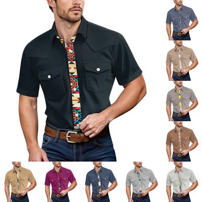 Men'S Fashionable Lapel And Shoulder Length Short Sleeved Casual Top