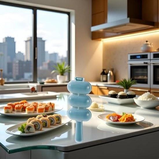 Blue Onigiri Maker Shake Lunch Mold Shaker Kitchen Tool Home DIY Production Kit Sushi Plate 2 Pieces