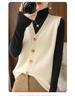 Women's Loose Knit V-Neck Cardigan Vest: Autumn & Winter Korean Style, Sleeveless Versatile Outerwear