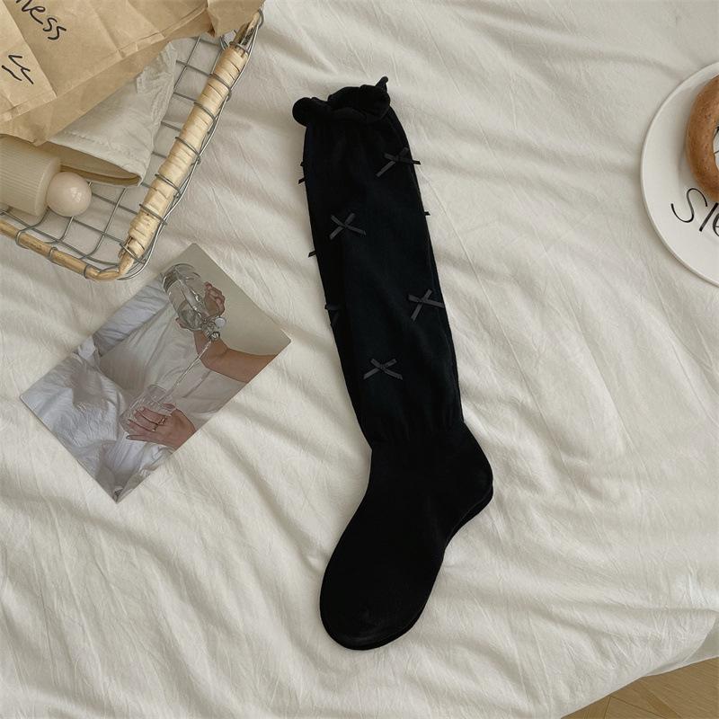 Ballet Style Bow Jk Lolita Socks Women Over Knee White Summer Calf Socks Piled Socks Pure Boneless Socks