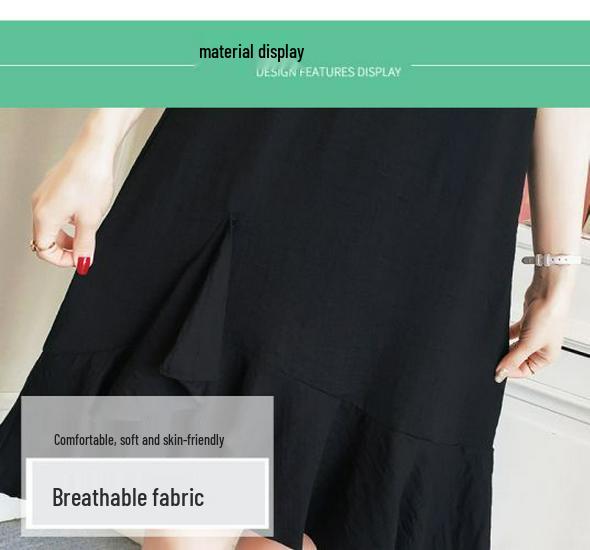 Korean Style Summer 2026 Maternity Chiffon Dress with Short Sleeves - Trendy Mid-Length Design for Moms