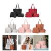 Elegant 4Pcs Women's PU Leather Shoulder Bag Set Crossbody Purse Shoulder Bag Card Holder Casual Handbag  Red