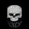 Fashion Punk Rhinestones Skull Rings Hiphop Glitter Silver Color Crystal Gothic Finger Ring for Women Men Party Jewelry Gift