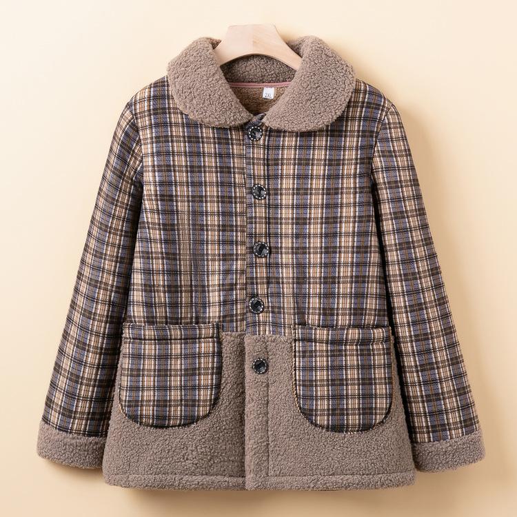 Middle-aged Lady In Winter Plus Velvet Thickened Jacket Mom Winter Clothes Cardigan Old Man Old Lady Clothes Grandma Fashionable