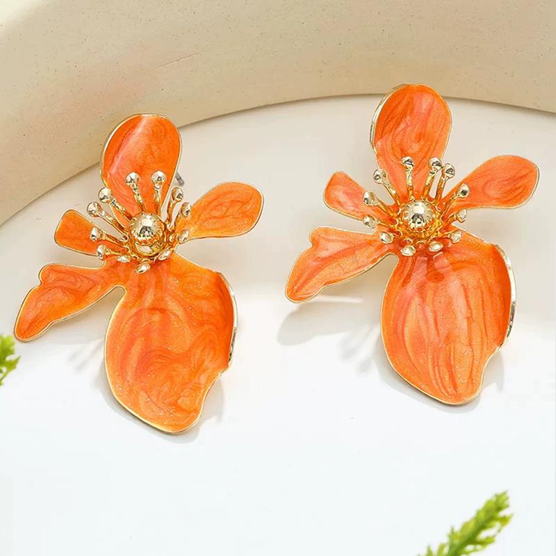 Charming Elegant Exaggerated Black and White Polka Dots Flower Stud Earrings Women's Summer Sweet Earrings Holiday Party Jewelry