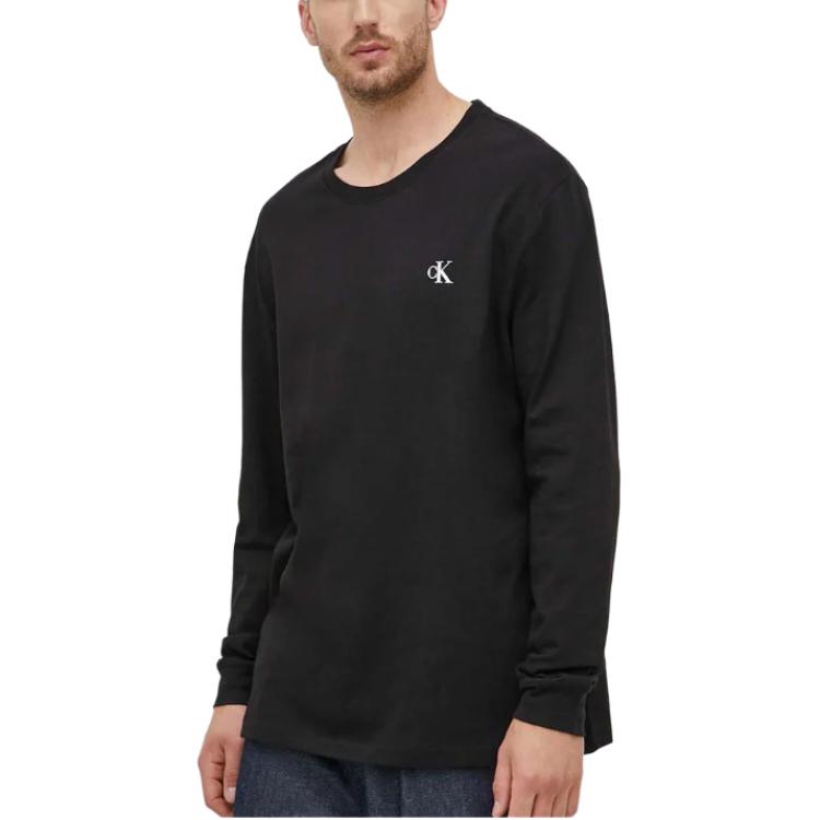 Calvin Klein Letter Logo Round Neck Pullover Long Sleeve T-Shirt Men Tops Black J30J324029-BEH