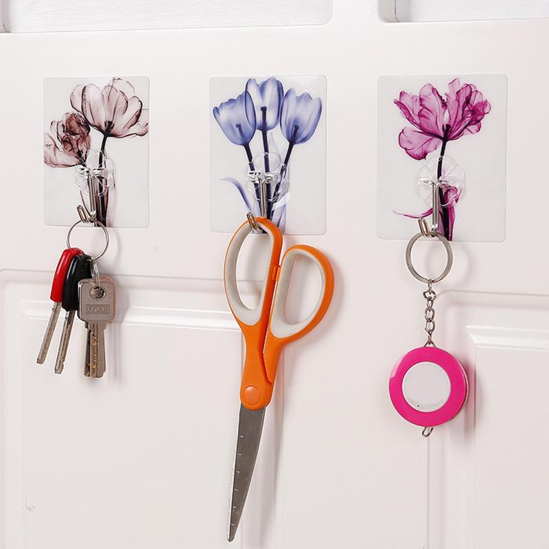 Cheap 3Pcs Creative Bathroom Sticker Sticky Hooks Accessories Wall Hanger Traceless Adhesive Joom